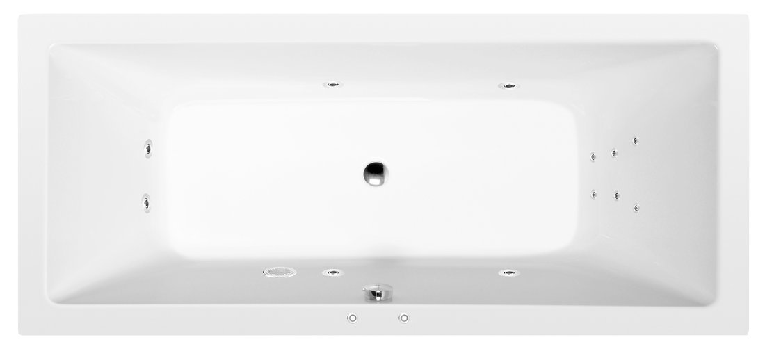 Polysan KRYSTA hydromasážní vana, 180x80x39cm, Attraction Hydro, chrom