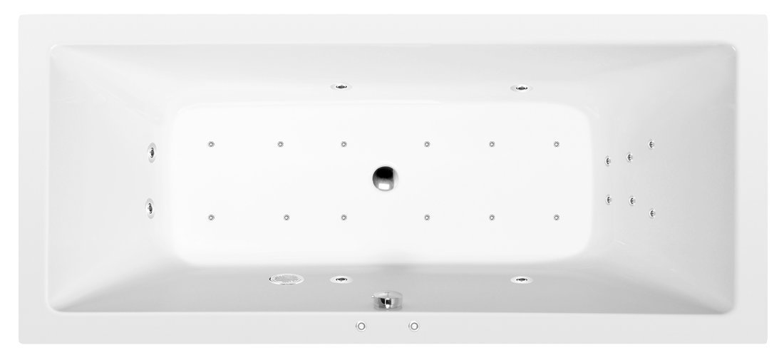 Polysan KRYSTA hydromasážní vana, 180x80x39cm, Attraction Hydro-Air, chrom
