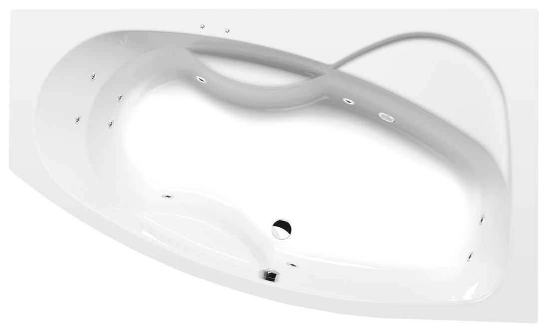 Polysan MAMBA R hydromasážní vana, 160x95x44cm, Active Hydro, chrom