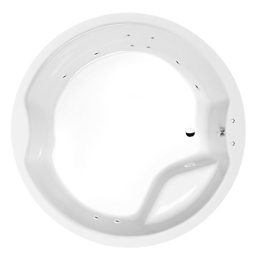 Polysan ROYAL ROUND hydromasážní vana, 172x172x49cm, Active Hydro, chrom