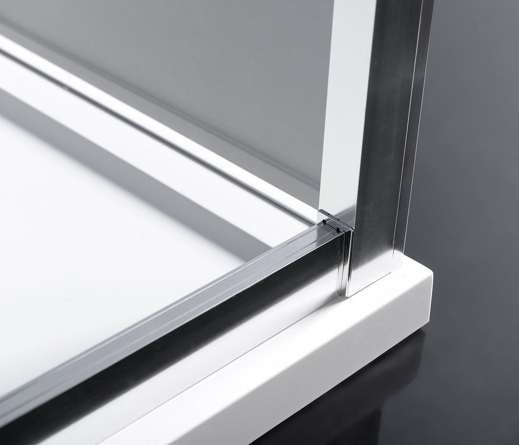 Polysan EASY obdélníkový sprchový kout 1300x700mm, čiré sklo L/P varianta, detail rohu kolejnice a vaničky