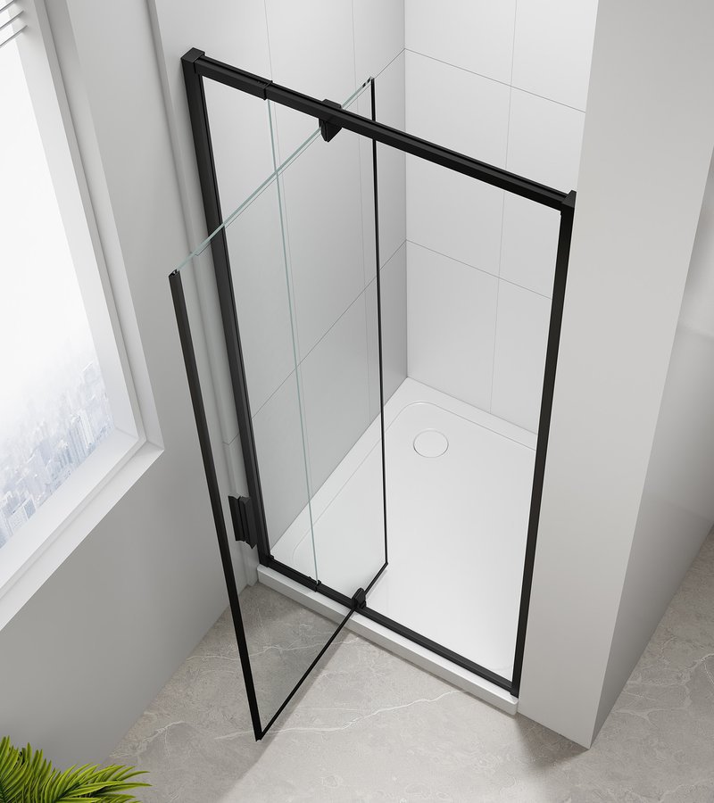 Polysan EASY BLACK sprchové dveře otočné 760-900mm, čiré sklo, v koupelně
