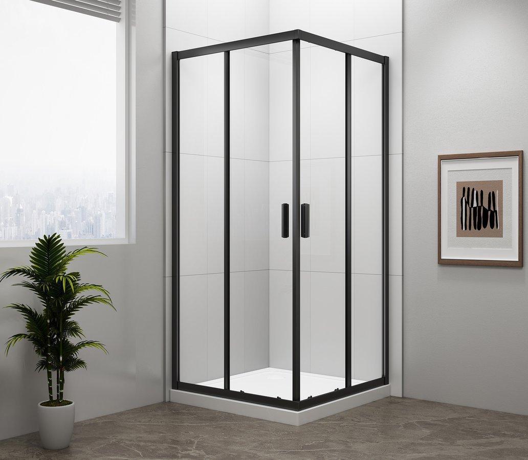 Polysan EASY BLACK čtvercová sprchová zástěna 800x800mm, čiré sklo