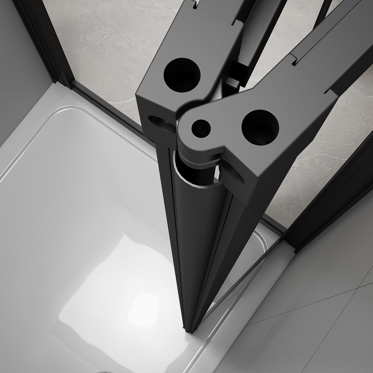Polysan EASY BLACK sprchové dveře skládací 800mm, čiré sklo, detail pantů