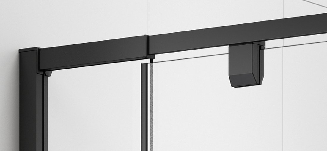 Polysan EASY BLACK sprchové dveře otočné 880-1020mm, sklo Brick, detail horního profilu