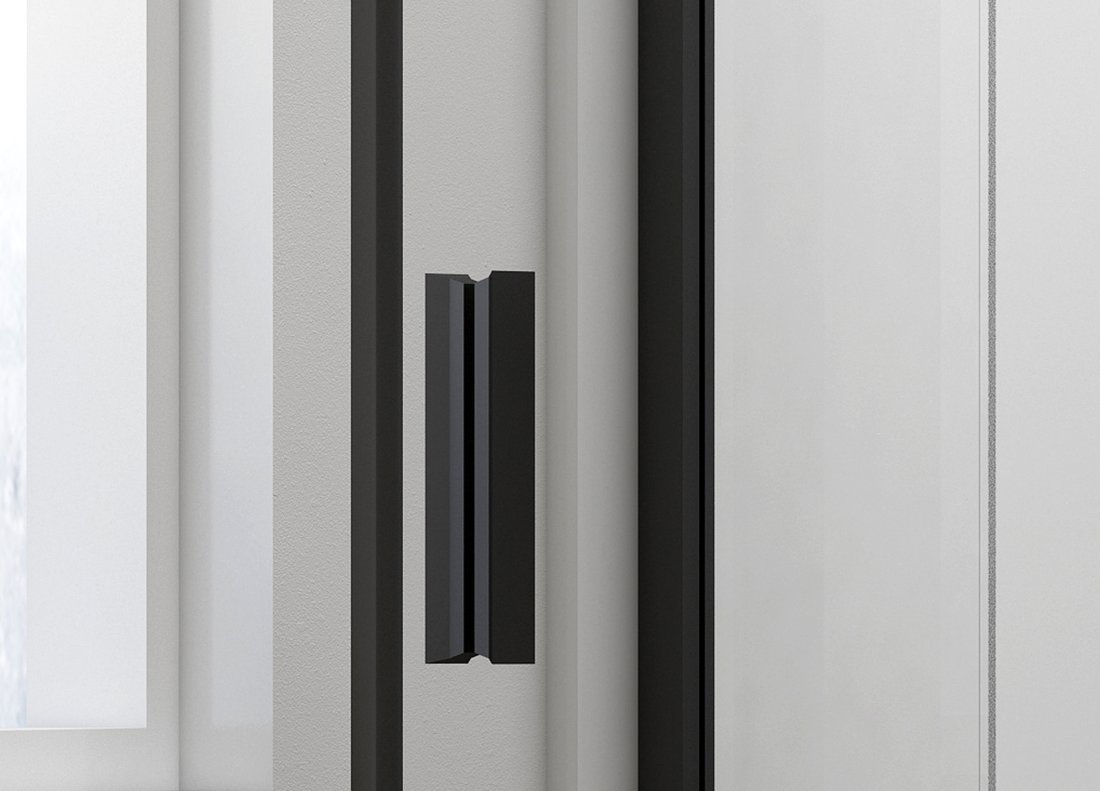 Polysan EASY BLACK sprchové dveře otočné 880-1020mm, sklo Brick, detail madla