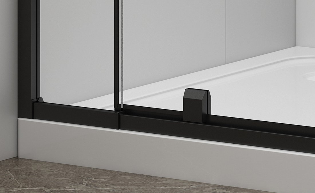 Polysan EASY BLACK sprchové dveře otočné 880-1020mm, sklo Brick, detail spodní lišty