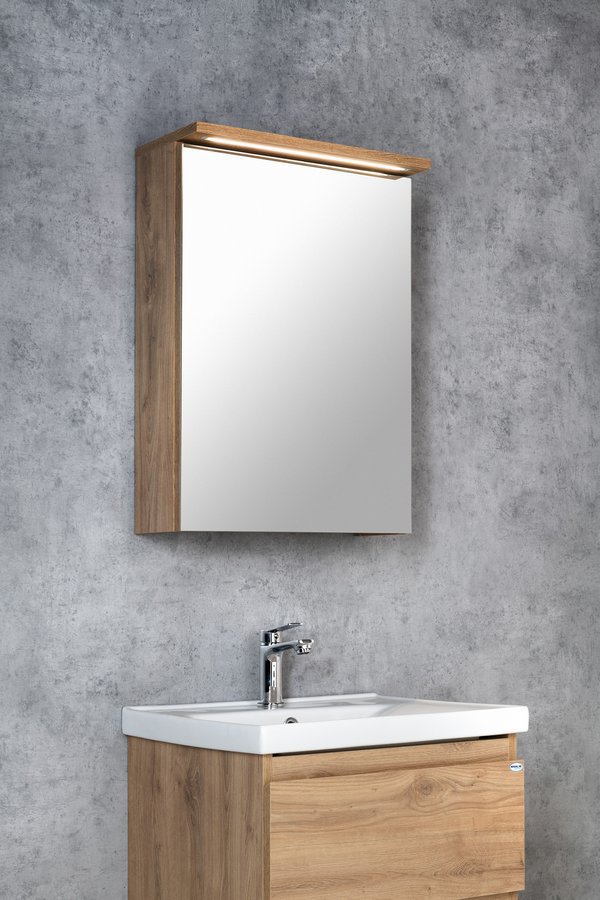 Aqualine KAWA STRIP galerka s LED osvětlením 50x70x22cm, dub emporio, nad umyvadlem