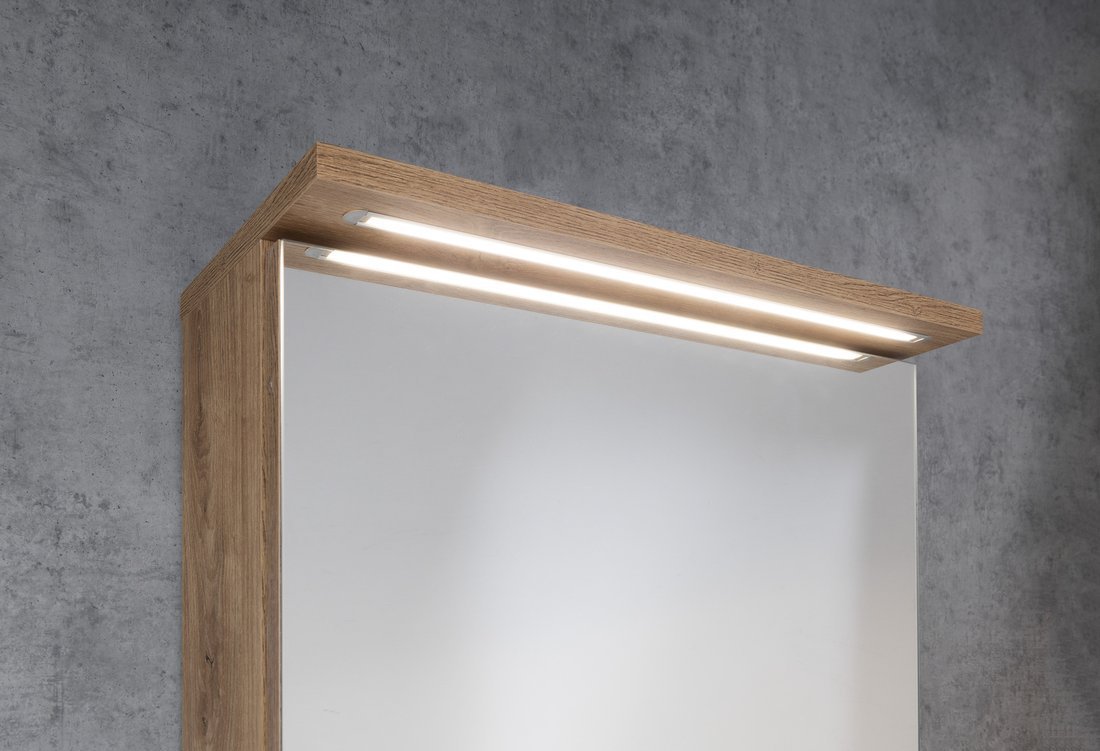 Aqualine KAWA STRIP galerka s LED osvětlením 50x70x22cm, dub emporio, detail osvětlení