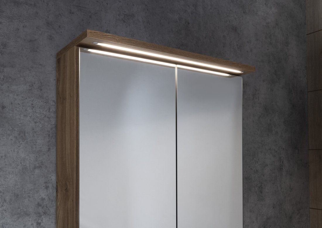 Aqualine KAWA STRIP galerka s LED osvětlením 60x70x22cm, dub emporio, detail osvětlení