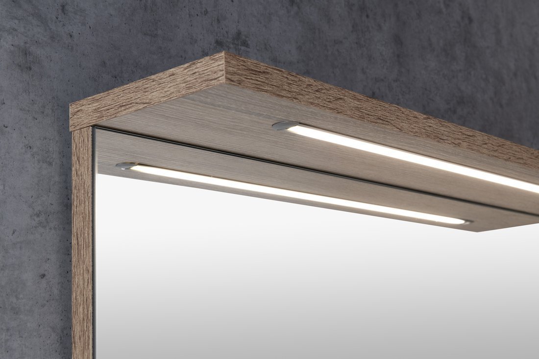 Aqualine KORIN STRIP zrcadlo s LED osvětlením 60x70x12cm, dub platin, detail osvětlení