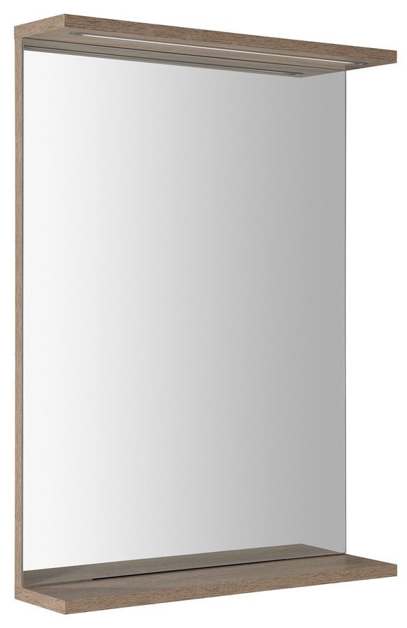 Aqualine KORIN STRIP zrcadlo s LED osvětlením 50x70x12cm, dub platin