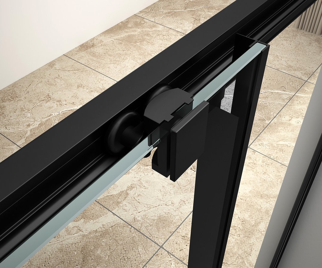 Aqualine ARLETA BLACK čtvrtkruhová sprchová zástěna 900x900mm, čiré sklo, detail posuvného kolečka