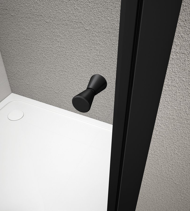 Aqualine AGGA BLACK čtvercová sprchová zástěna 800x800mm, čiré sklo, detail madla