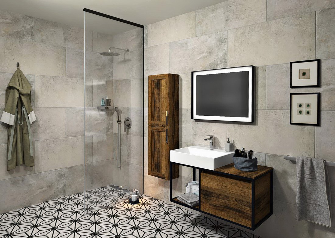 Polysan ARCHITEX sada pro neviditelné uchycení skla, podlaha-stěna-strop, 1610x2600mm, černá mat, v koupelně 2