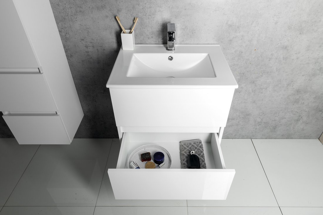 Aqualine PANEDA umyvadlová skříňka 59,5x55x45,2cm, bílá, s otevřenou zásuvkou 2