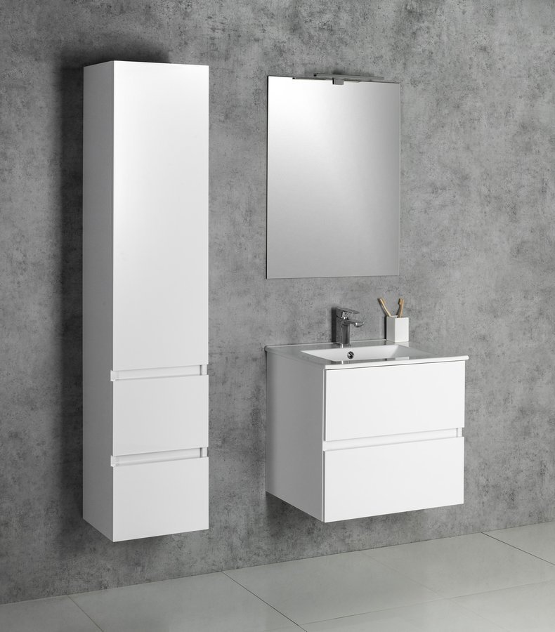 Aqualine PANEDA skříňka vysoká 35x165x31cm, levá/pravá, bílá, skříňka s umyvadlem a zrcadlem