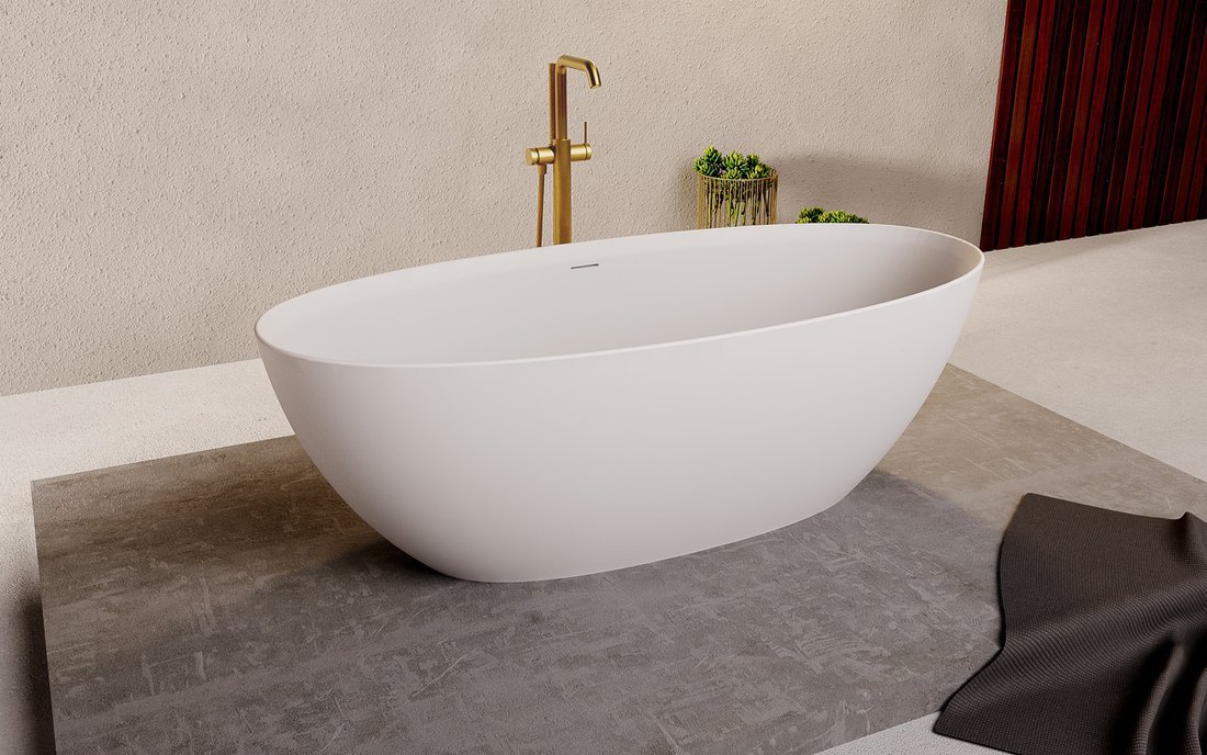 Polysan NOYA volně stojící vana, solid surface, 170x76x56cm, bílá mat, v koupelně 3