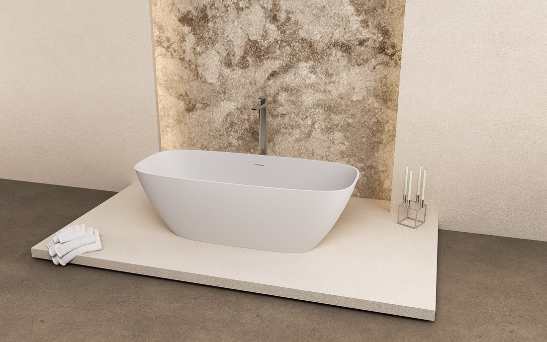 Polysan MEDINA volně stojící vana, solid surface, 165x70x52cm, bílá mat, v koupelně