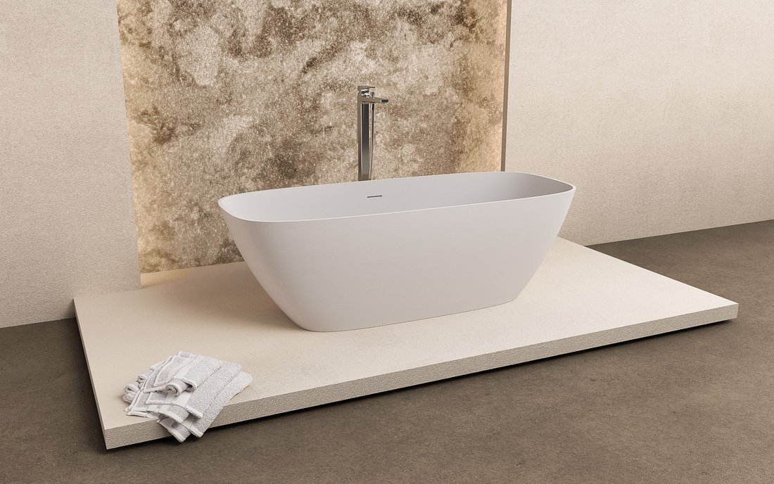 Polysan MEDINA volně stojící vana, solid surface, 165x70x52cm, bílá mat, v koupelně 3