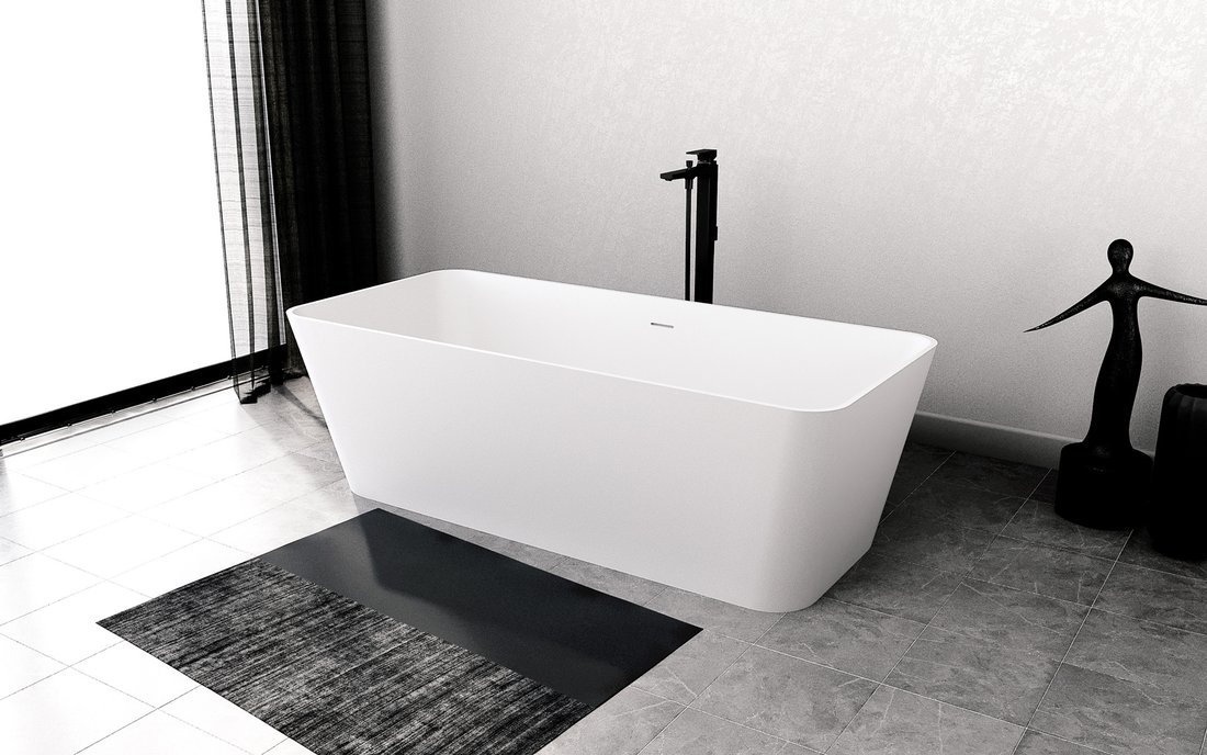 Polysan LEYLA volně stojící vana, solid surface 170x78x55cm, bílá mat, v koupelně 3