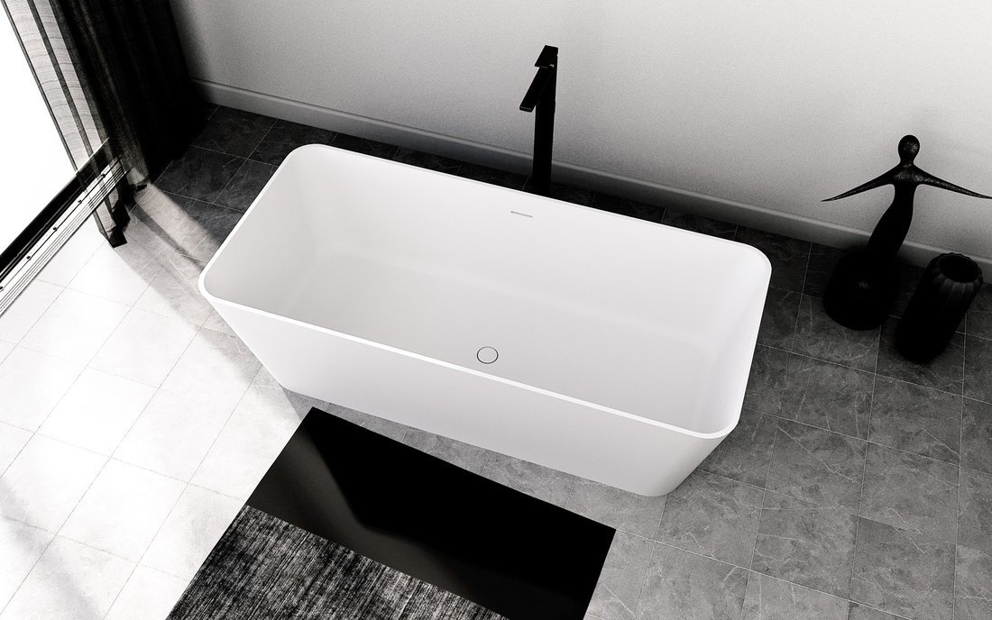 Polysan LEYLA volně stojící vana, solid surface 170x78x55cm, bílá mat, v koupelně