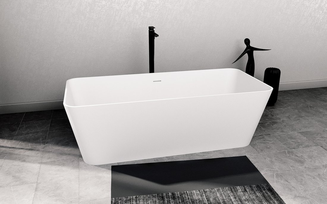 Polysan LEYLA volně stojící vana, solid surface 170x78x55cm, bílá mat, v koupelně 2
