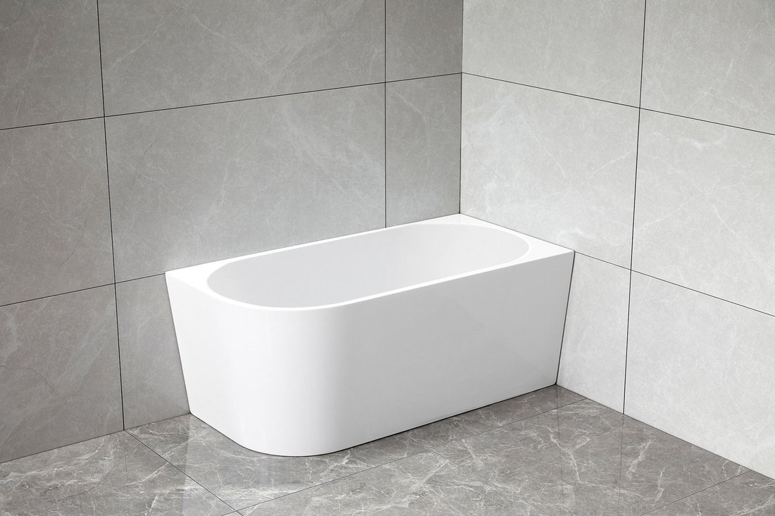 Aqualine TIBERA R rohová stojící vana, 150x75cm, bílá, v koupelně v rohu
