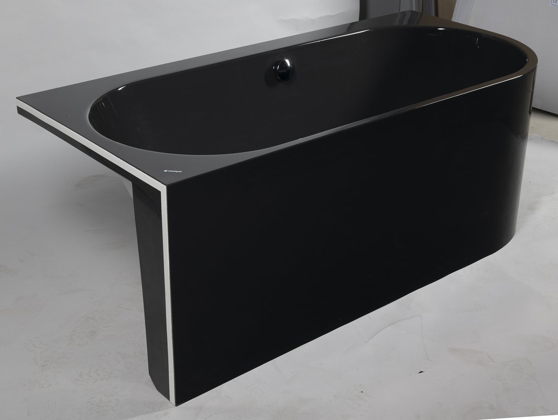 Polysan ASTRA L MONOLITH asymetrická vana 160x75x60cm, šedá, s černým panelem 2