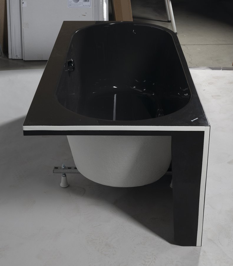 Polysan ASTRA L MONOLITH asymetrická vana 160x75x60cm, šedá, s černým panelem 3