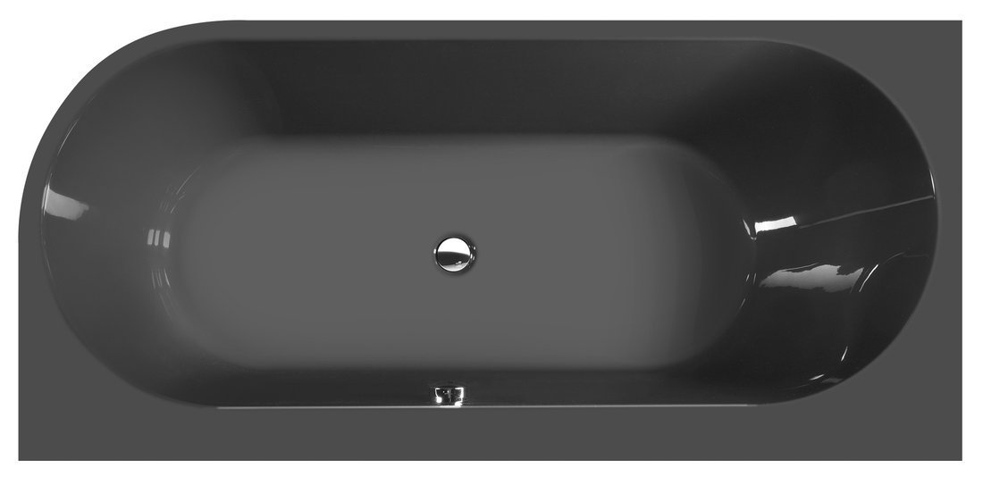 Polysan ASTRA L MONOLITH asymetrická vana 160x75x60cm, šedá, pohled shora