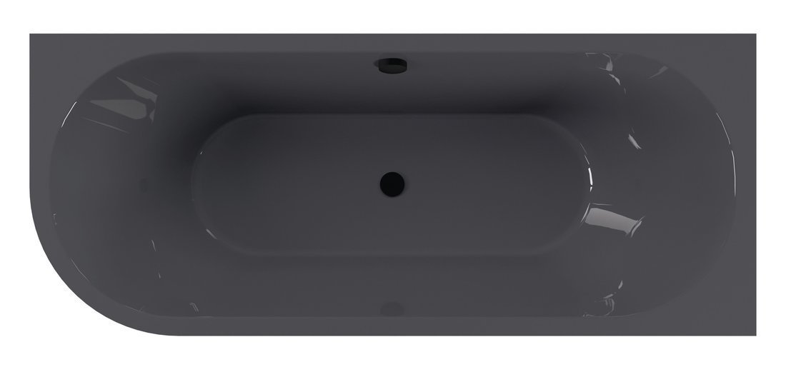 Polysan VIVA R MONOLITH asymetrická vana 180x75x60cm, šedá, pohled shora