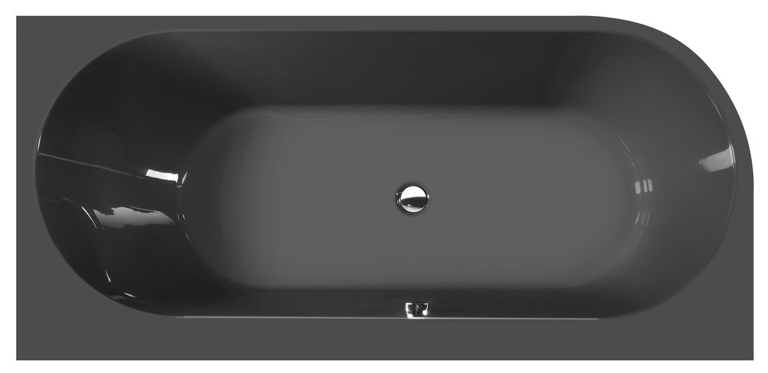 Polysan ASTRA R MONOLITH asymetrická vana 160x75x60cm, šedá, pohled shora