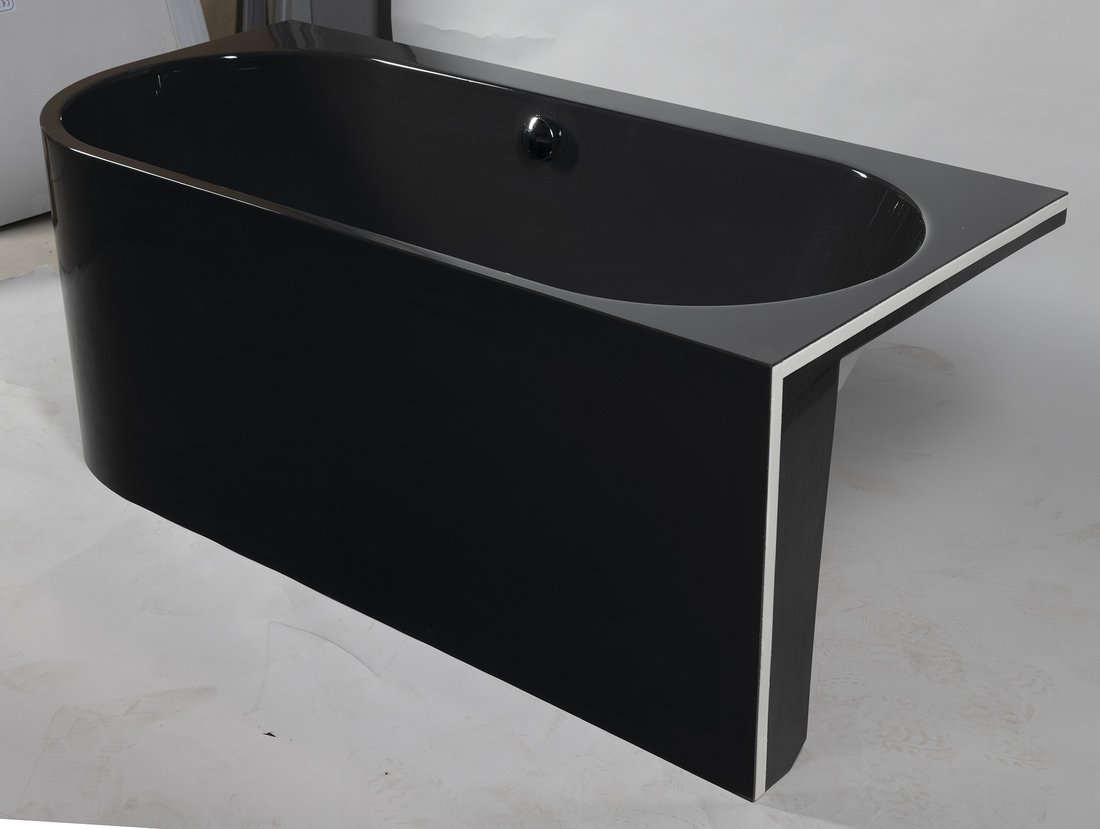 Polysan ASTRA R MONOLITH asymetrická vana 160x75x60cm, šedá, s černým panelem