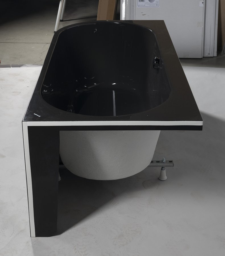 Polysan ASTRA R MONOLITH asymetrická vana 160x75x60cm, šedá, s černým panelem 2