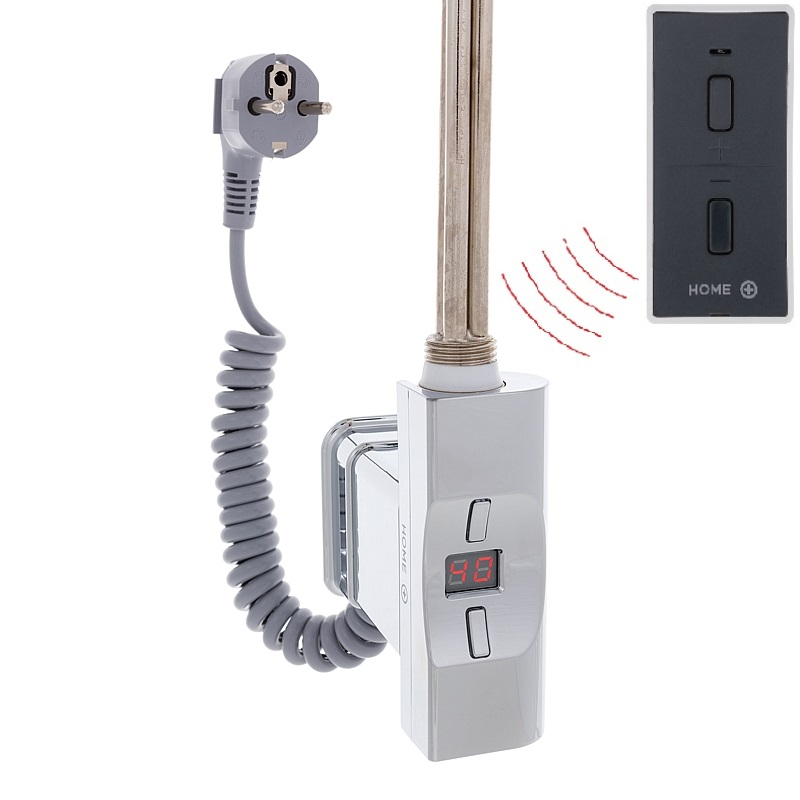 Hydronix Home Plus, D-profil, topná tyč, barva lesklý chrom s kabelem se zástrčkou