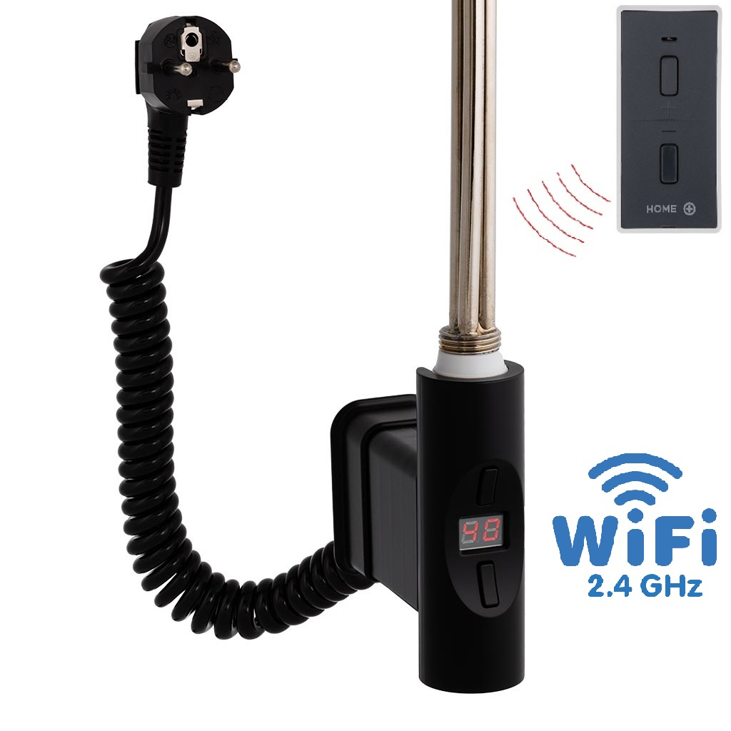 Hydronix Home Plus WiFi, O-profil, topná tyč, barva černá s kabelem se zástrčkou