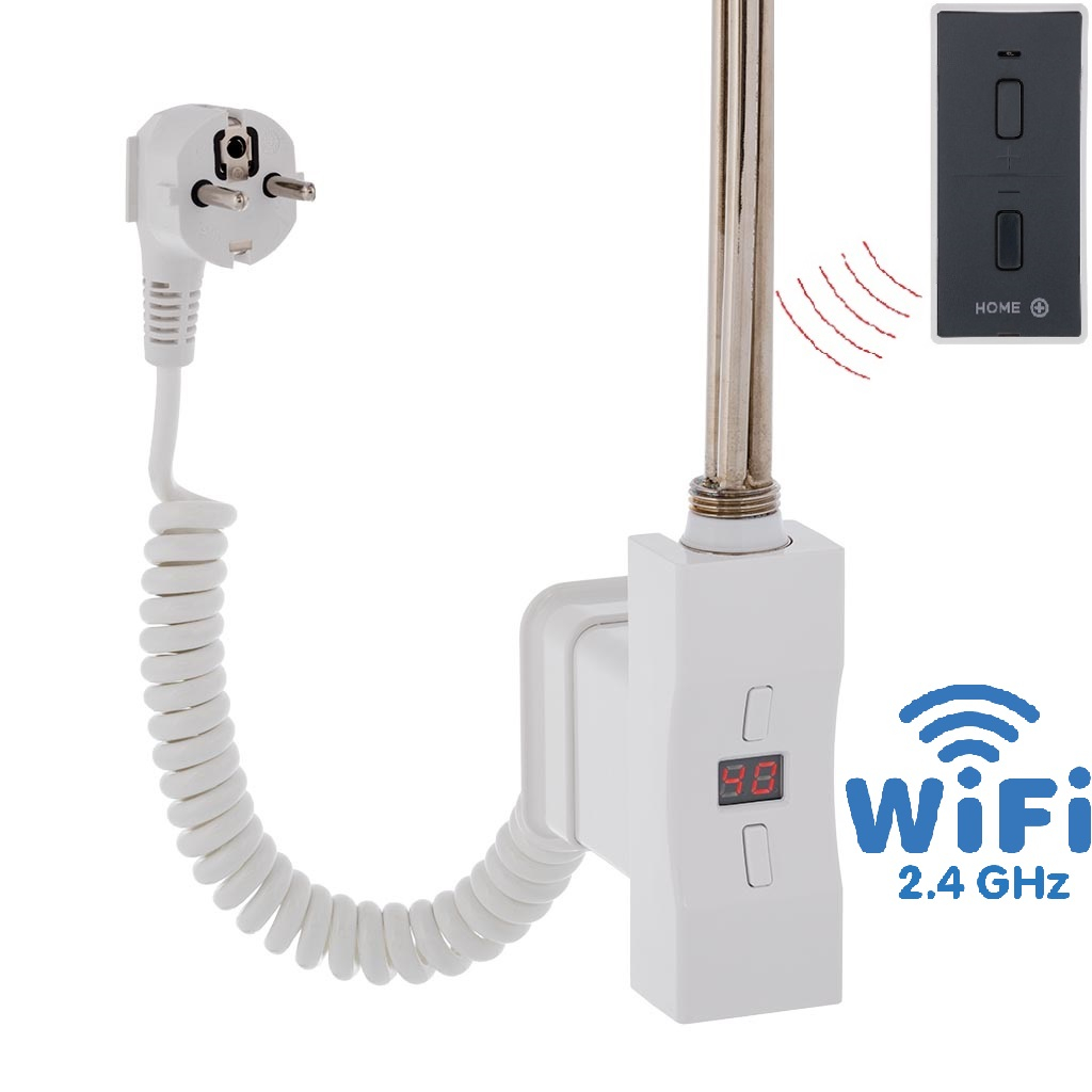 Hydronix Home Plus WiFi, obdélníkový profil, topná tyč, barva bílá s kabelem se zástrčkou
