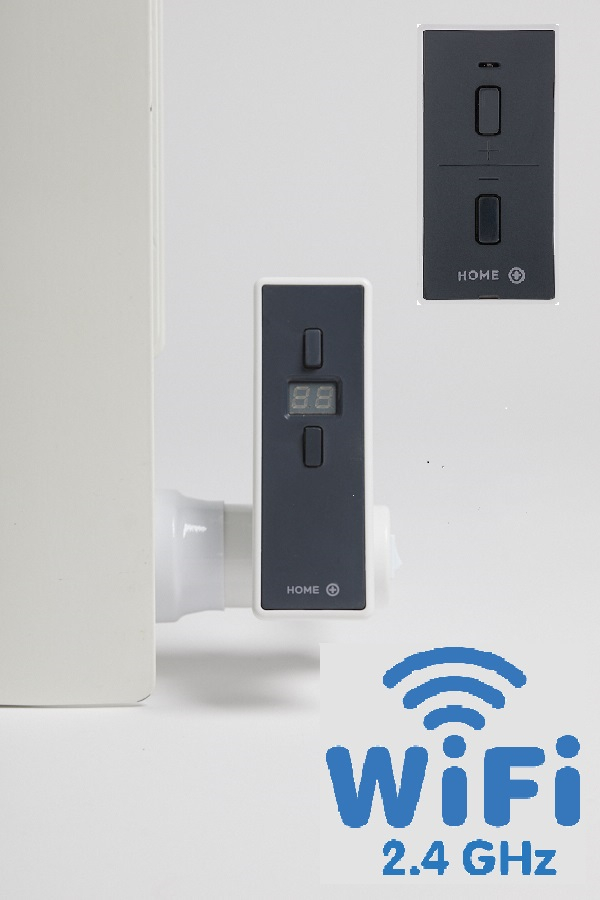 Hydronix Home Plus WiFi HORIZONTAL, topná tyč, ukázka montáže na radiátoru