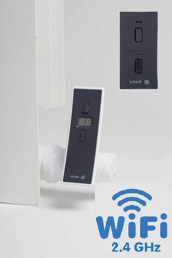 Hydronix Home Plus WiFi HORIZONTAL, topná tyč, ukázka montáže na radiátoru, barva bílá, záběr 2
