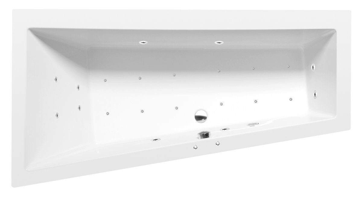 Polysan ANDRA L hydromasážní vana, 160x90x45cm, Active Hydro-Air, chrom
