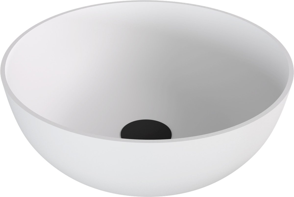 Polysan BANERA ROUND umyvadlo na desku, litý mramor, průměr 39cm, bílá mat