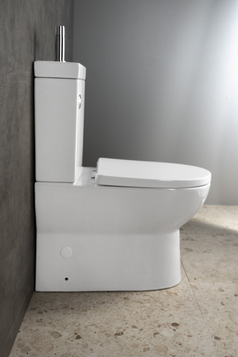Aqualine JALTA HYGIE WC kombi s umývátkem, Rimless, spodní/zadní odpad, bílá, pohled zboku