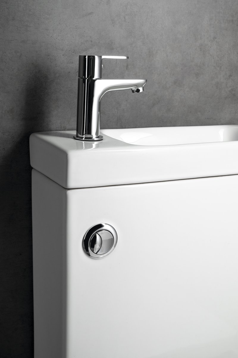 Aqualine JALTA HYGIE WC kombi s umývátkem, Rimless, spodní/zadní odpad, bílá, na malém umyvadle