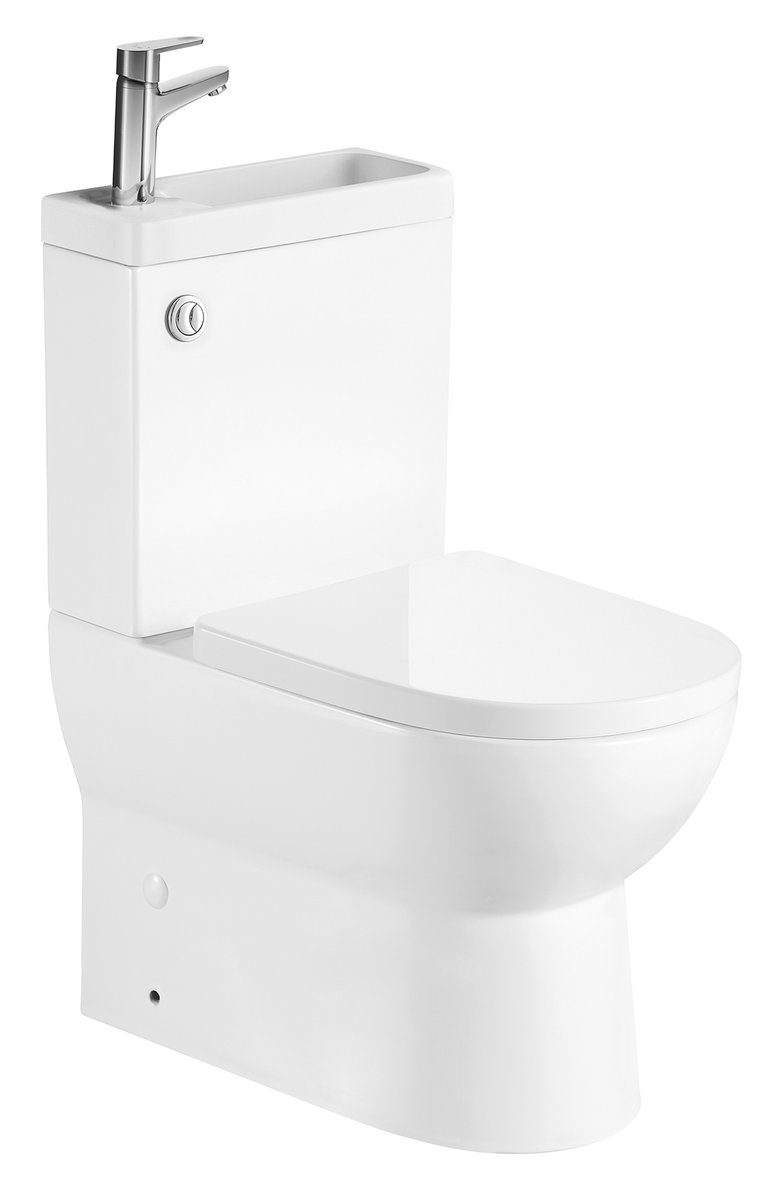 Aqualine JALTA HYGIE WC kombi s umývátkem, Rimless, spodní/zadní odpad, bílá
