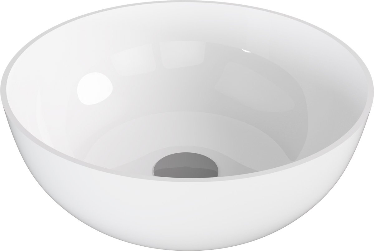 Polysan BANERA ROUND umyvadlo na desku, litý mramor, průměr 39cm, bílá