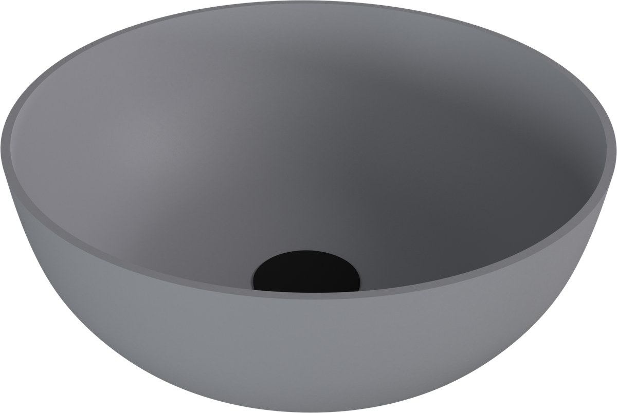 Polysan BANERA ROUND umyvadlo na desku, litý mramor, průměr 39cm, šedá mat
