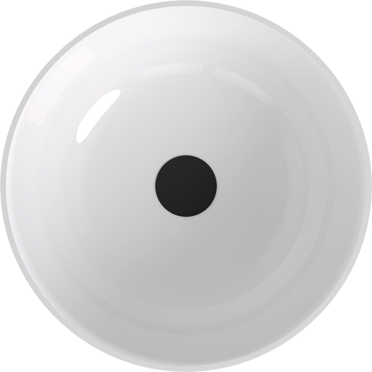 Polysan BANERA ROUND umyvadlo na desku, litý mramor, průměr 39cm, bílá/antracit mat, pohled shora