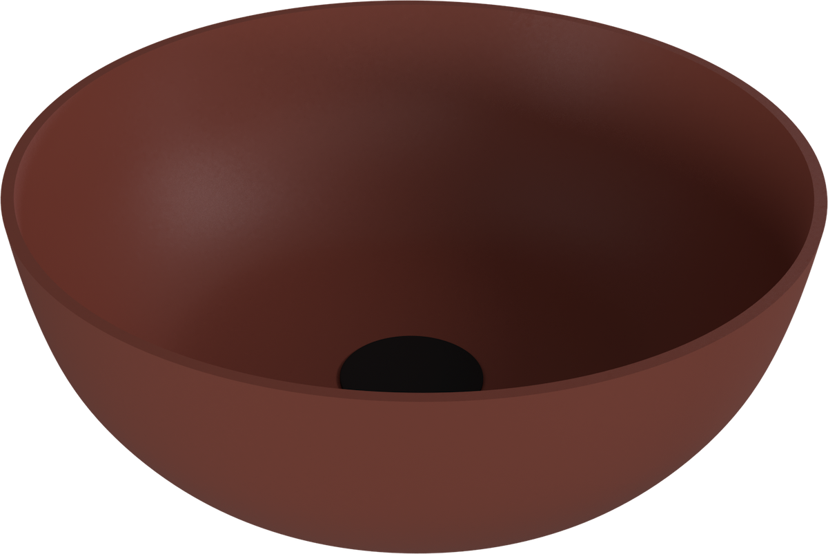 Polysan BANERA ROUND umyvadlo na desku, litý mramor, průměr 39cm, hnědá mat