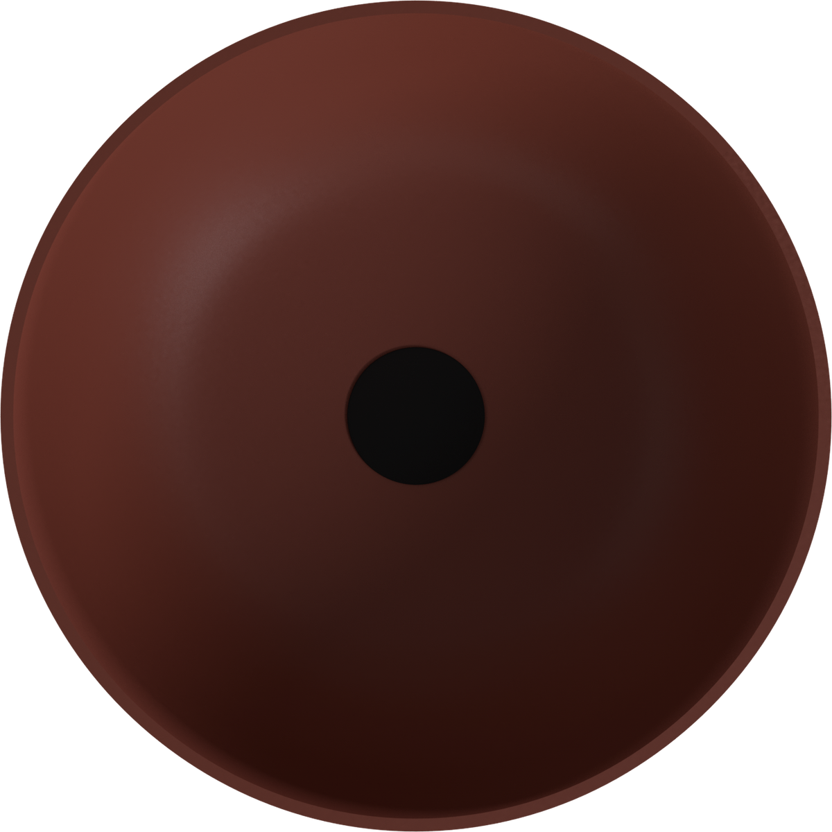 Polysan BANERA ROUND umyvadlo na desku, litý mramor, průměr 39cm, hnědá mat, pohled shora